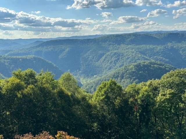 Image of the rolling hills at Pipestem Resort State Park.